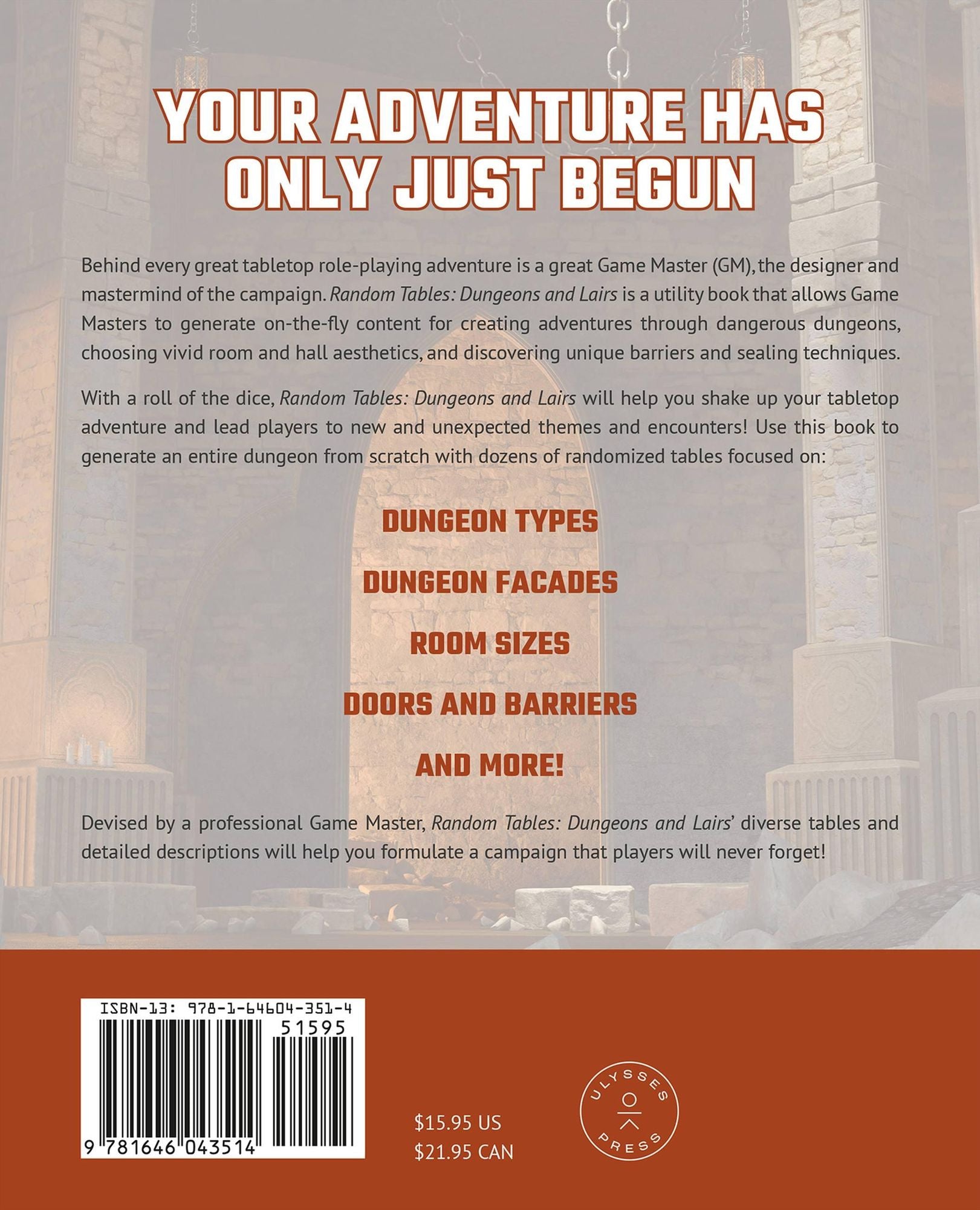 Random Tables: Dungeons and Lairs: The Game Master's Companion for Creating Secret Entrances, Rumors, Prisons, and More