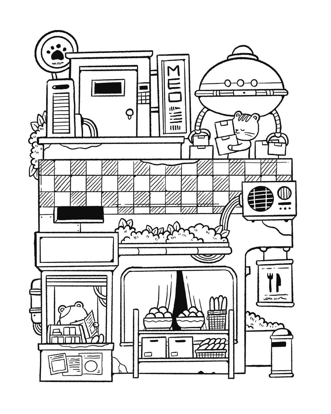 Pixel Cats: Fun and Relaxing Coloring Pages with Adorable Cats and Cute Cityscapes