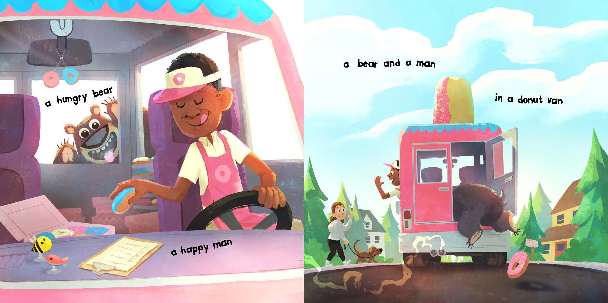 A Bear, a Man, and a Donut Van
