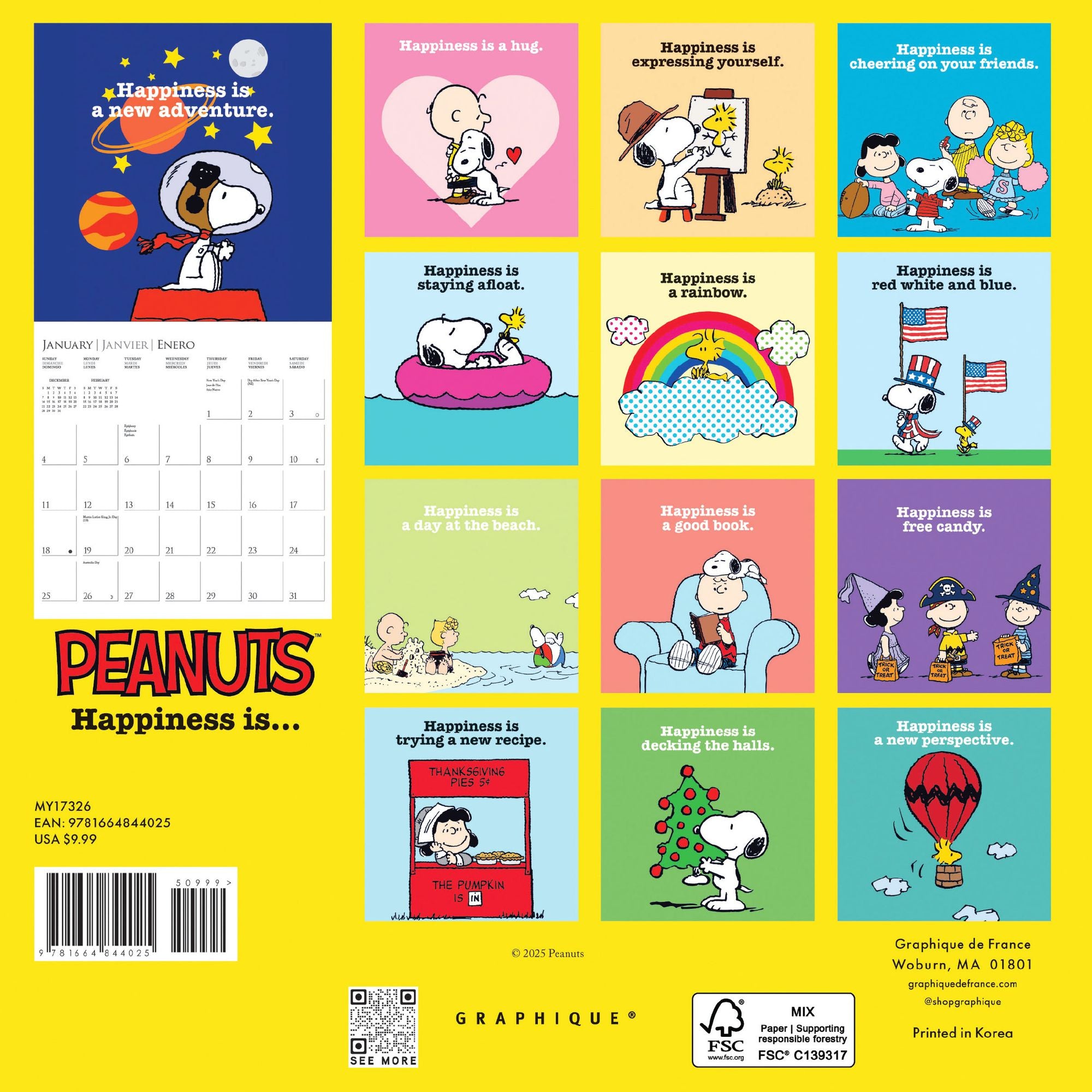 2026 Peanuts: Happiness Is Mini Wall Calendar