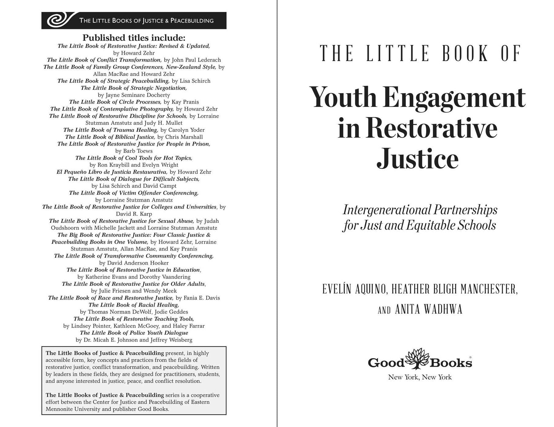 The Little Book of Youth Engagement in Restorative Justice: Intergenerational Partnerships for Just and Equitable Schools
