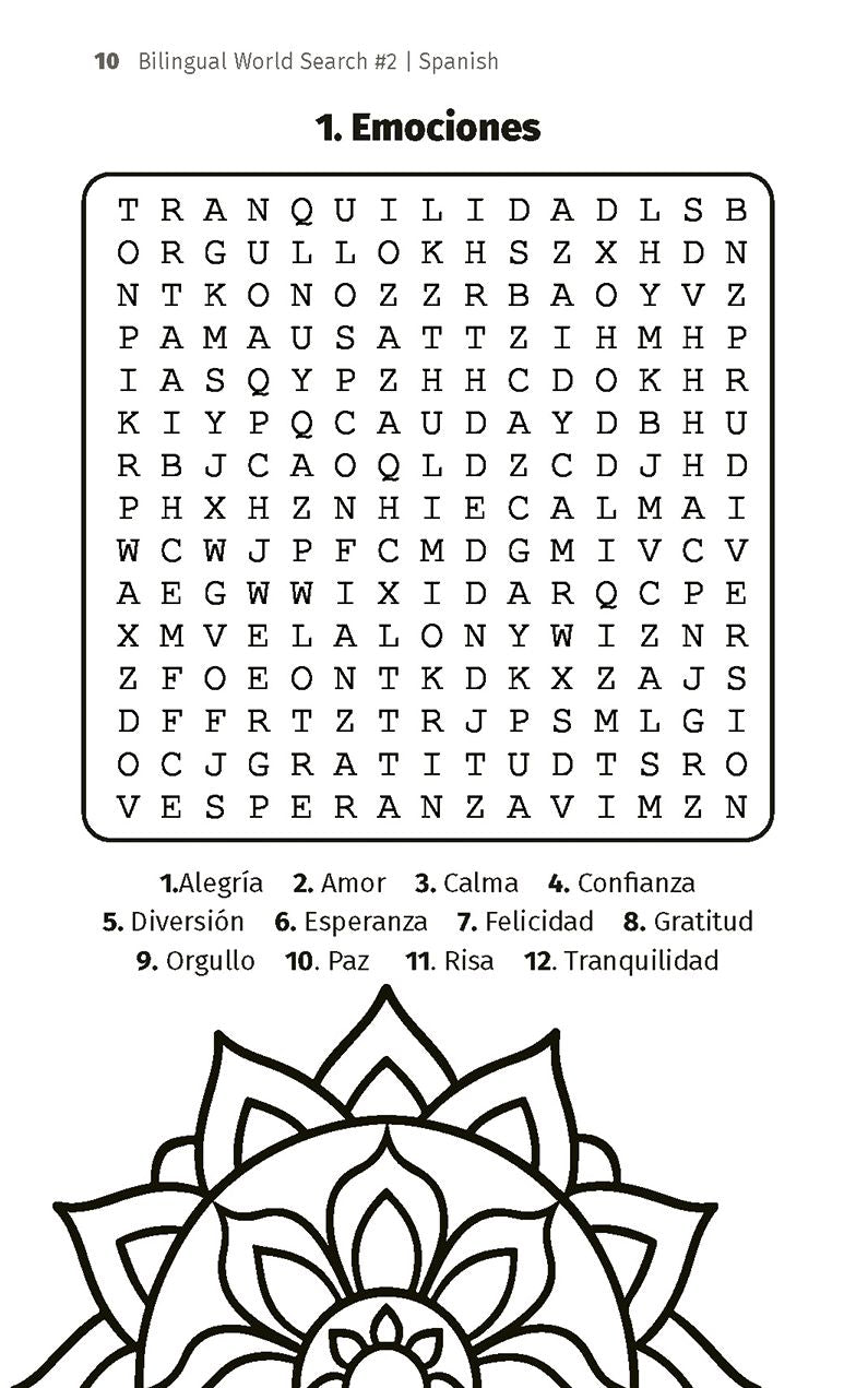 Bilingual English-Spanish Word Search #2 / Sopa de Letras Bilingüe #2