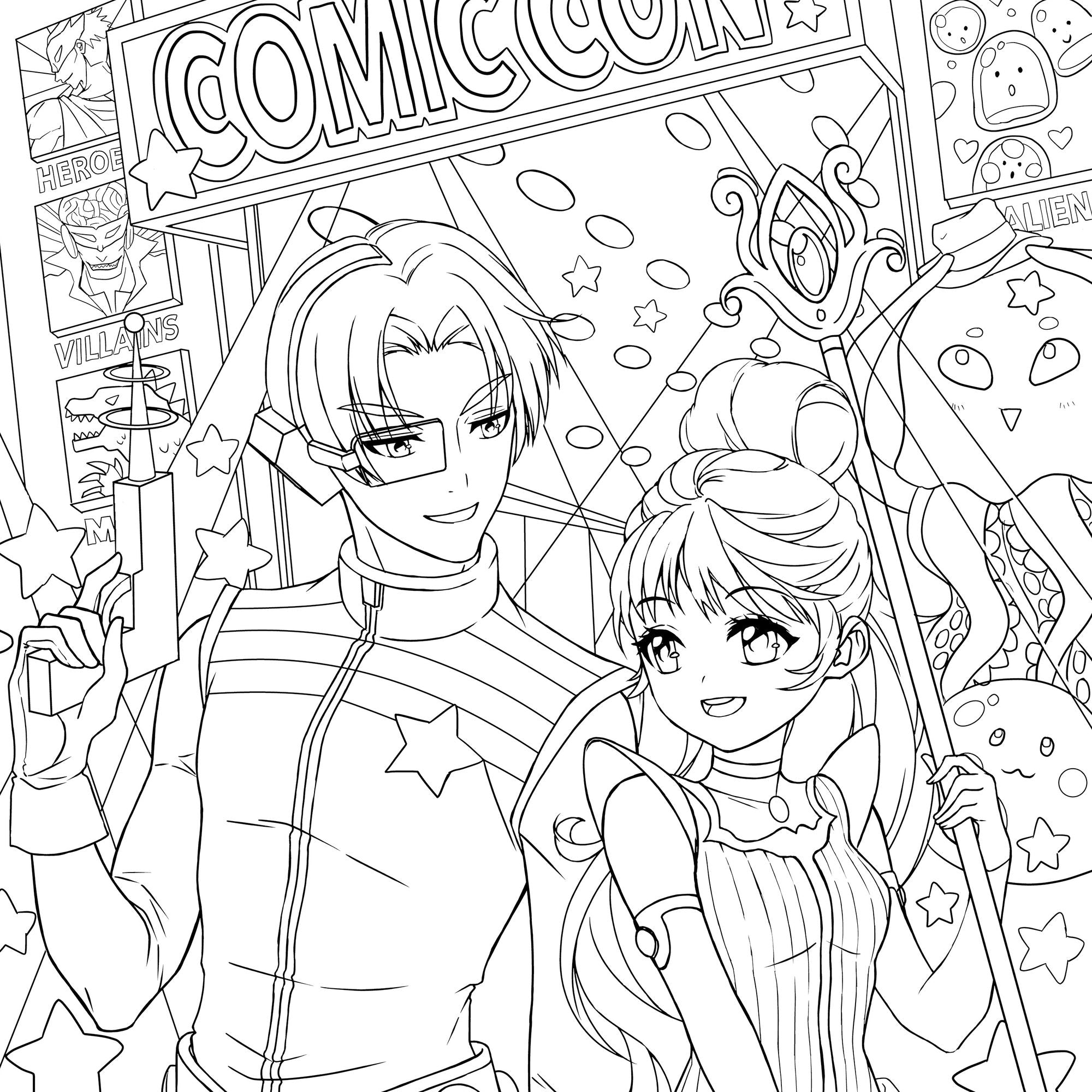 Manga Mania Coloring Book: Over 100 Cute Characters to Color - Manga and Anime Coloring Book for Adults and Kids