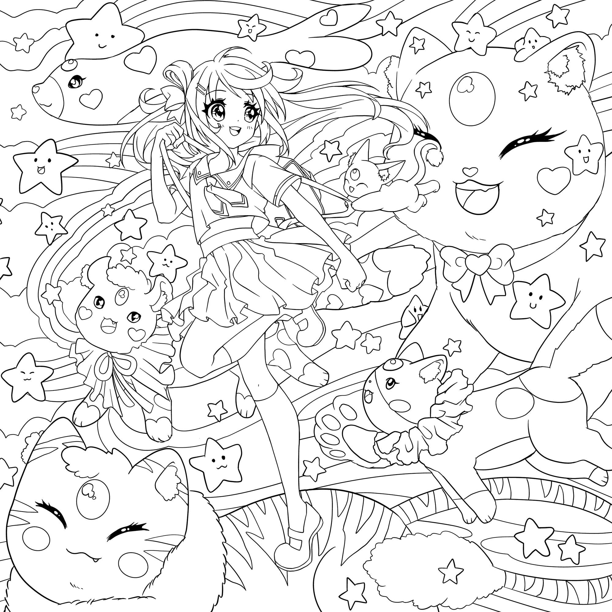 Manga Mania Coloring Book: Over 100 Cute Characters to Color - Manga and Anime Coloring Book for Adults and Kids