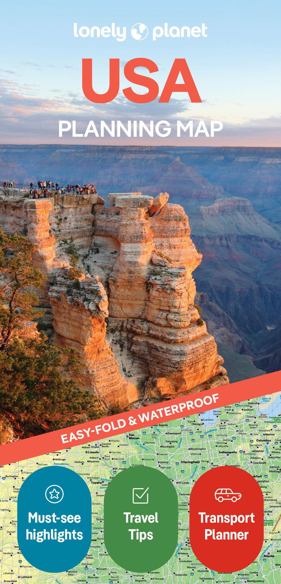 Lonely Planet USA Planning Map: Durable, Waterproof, Easy-Fold Travel Map with Attractions, Itineraries & Transport Guide
