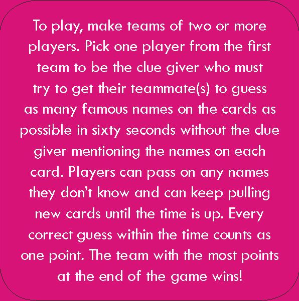 After Dinner Amusements: Guess That Name!: 50 Cards with 250 Famous Figures