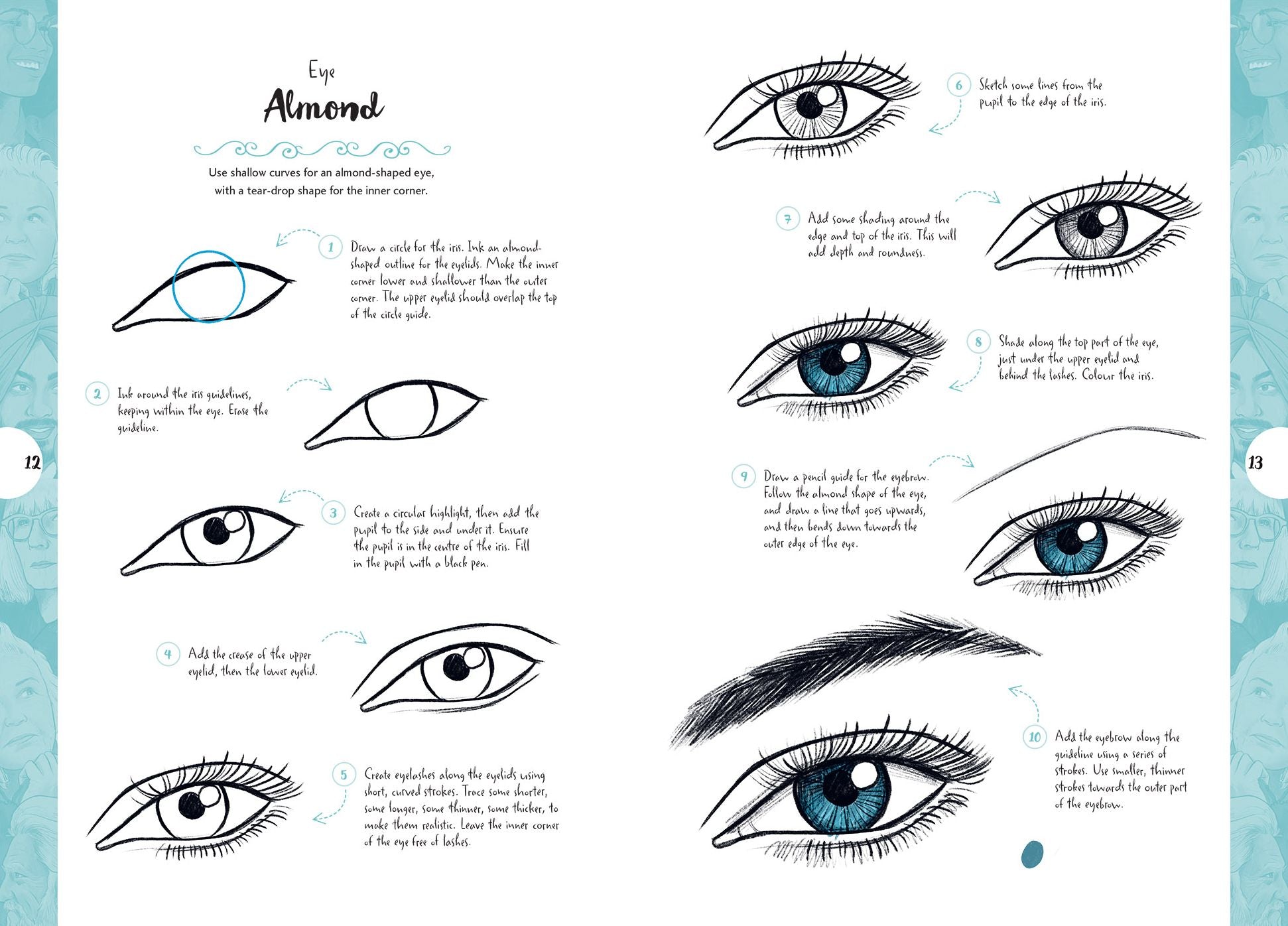 10 Step Drawing: Faces: Draw over 50 fabulous faces in 10 easy steps