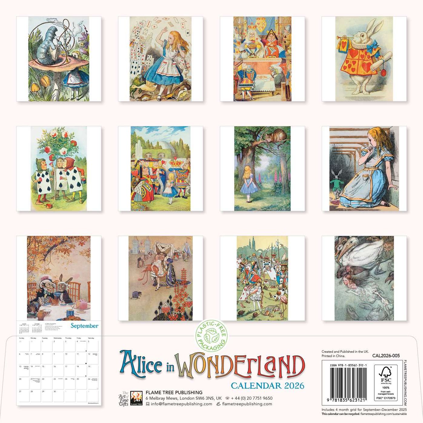 Alice's Adventures in Wonderland Wall Calendar 2026 (Art Calendar)