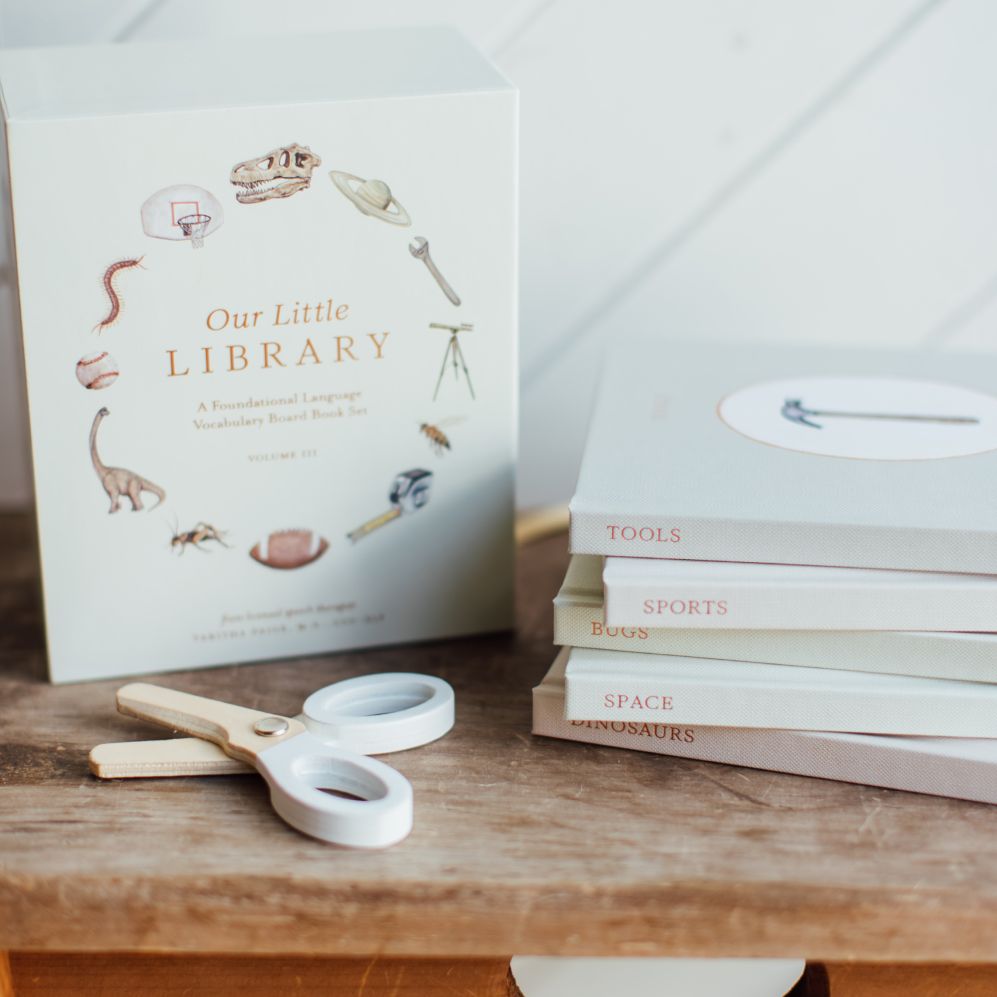 Our Little Library Vol. 3: A Foundational Language Vocabulary Board Book Set for Babies, Including Bugs, Dino saurs, Sports, Space, and Trucks
