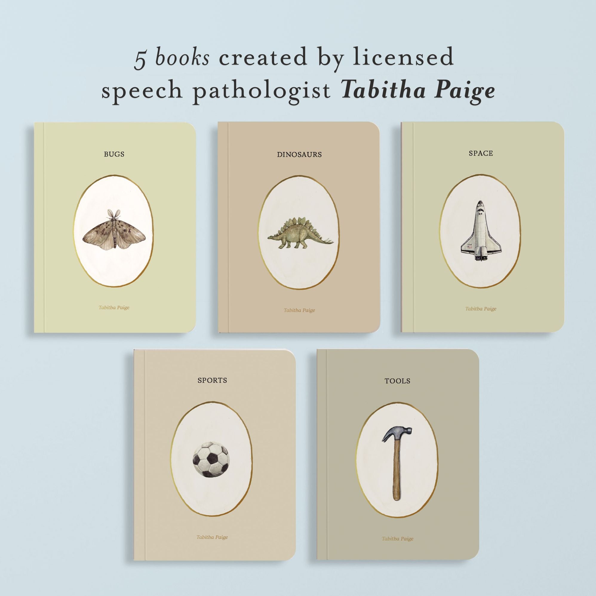 Our Little Library Vol. 3: A Foundational Language Vocabulary Board Book Set for Babies, Including Bugs, Dino saurs, Sports, Space, and Trucks