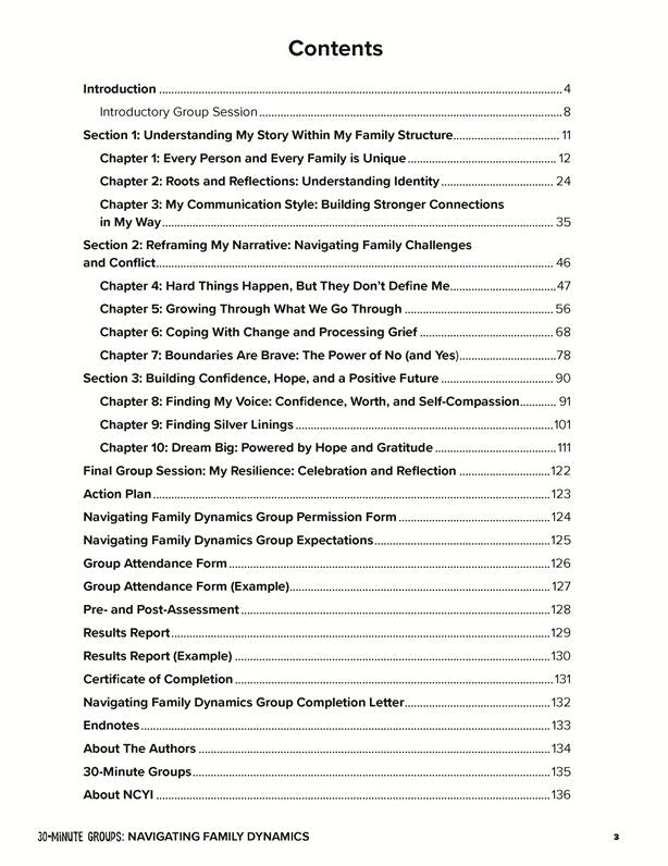 30-Minute Groups: Navigating Family Dynamics: Fostering Hope and Resilience, Creating a Positive Future, and Building Emotional Strength
