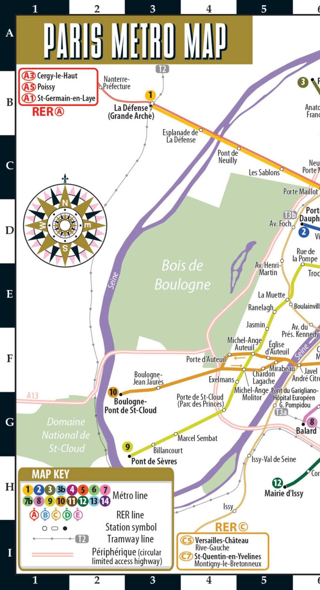 Streetwise Paris Metro Map - Laminated Metro Map of Paris, France