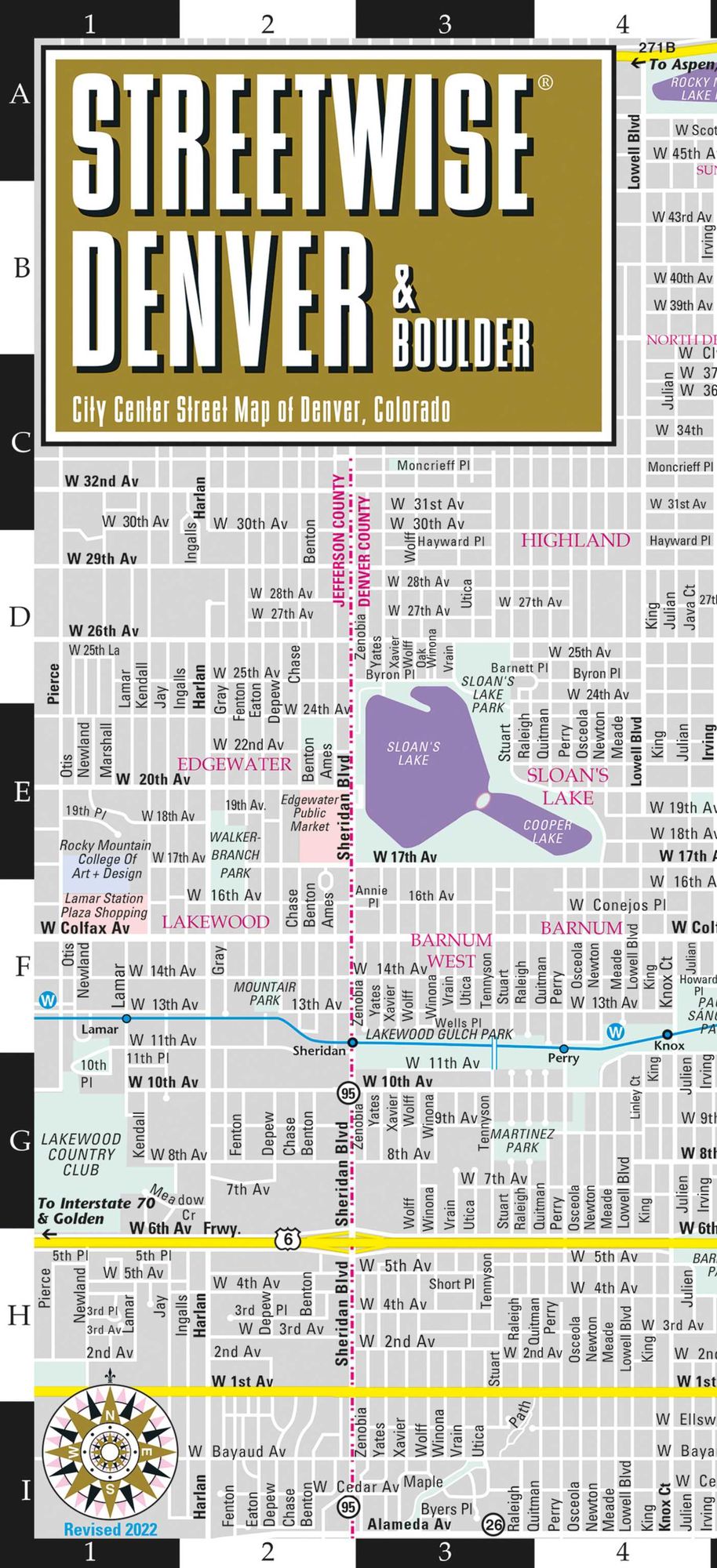 Streetwise Denver Map: Laminated City Center Map of Denver, Colorado