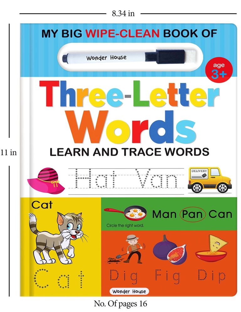 My Big Wipe And Clean Book of Three Letter Words for Kids : Learn And Trace Words