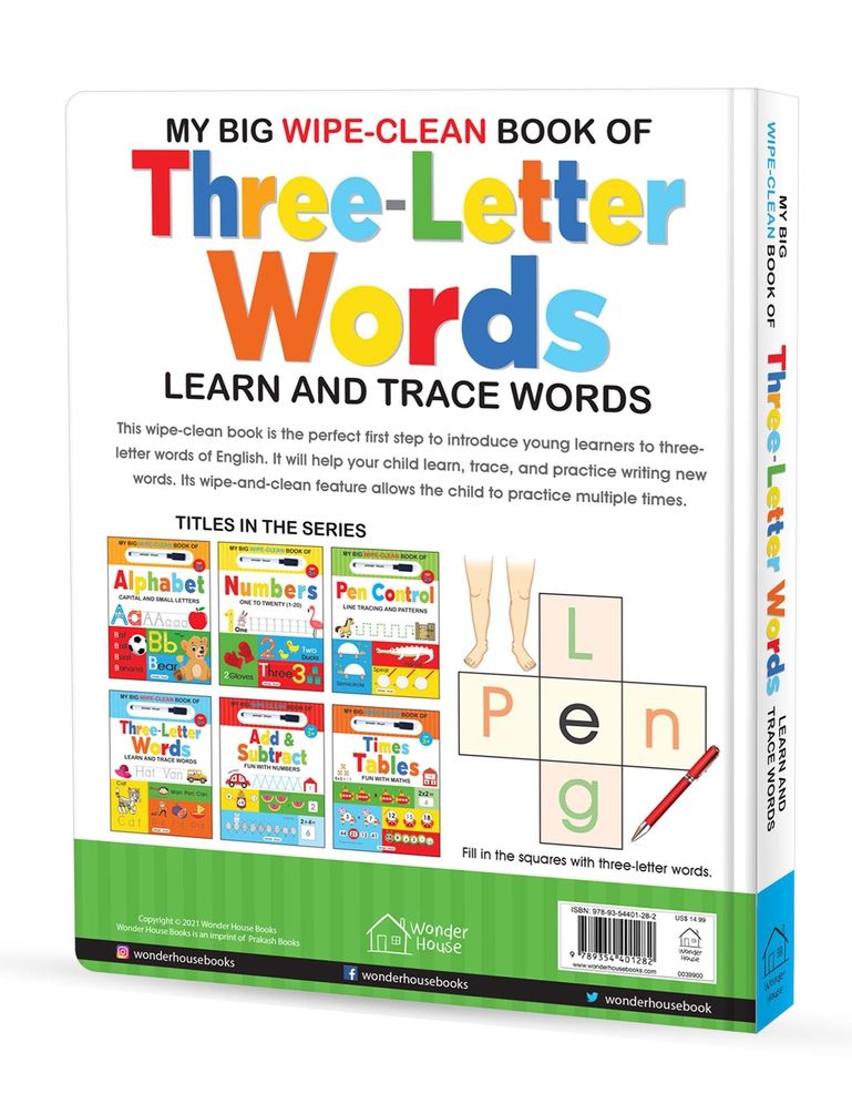 My Big Wipe And Clean Book of Three Letter Words for Kids : Learn And Trace Words