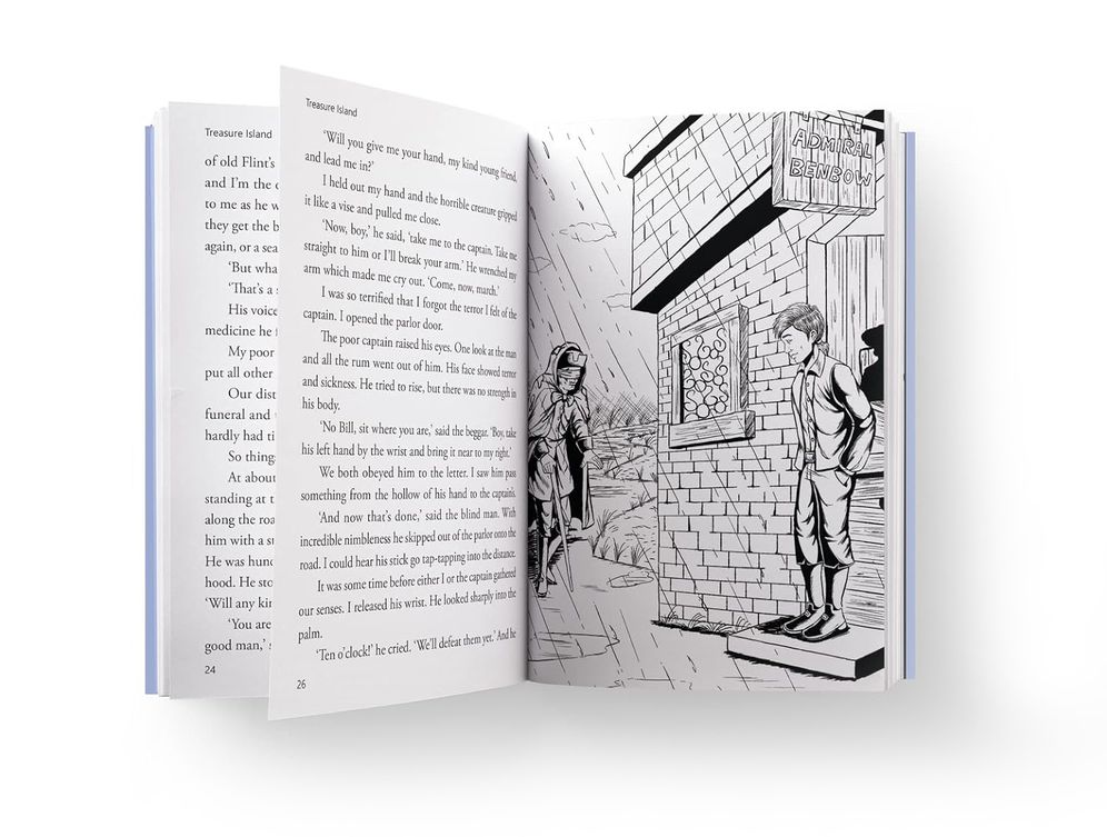 Treasure Island : llustrated Abridged Children Classic English Novel with Review Questions (Hardback
