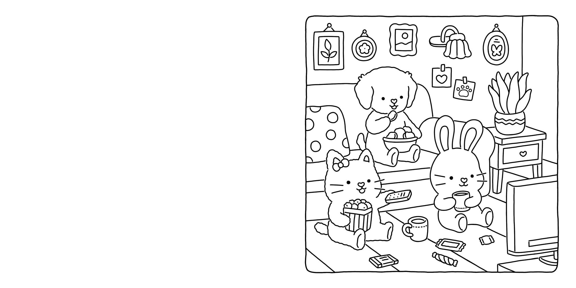 Fuzzy Hygge: Cute and Cozy Coloring Book for Adults & Teens Featuring Adorable Animals Characters for Stress Relief