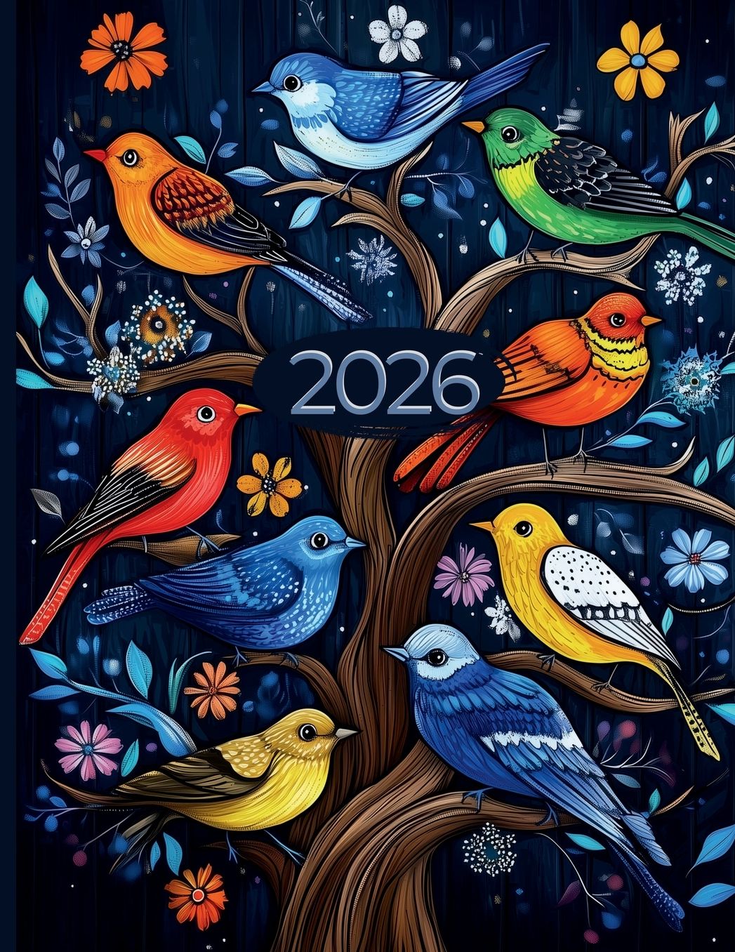 2026 Monthly Calendar Planner: 12-Month Agenda Book for Appointments, Time Management, Goal-Setting, Colorful Birds 8.5x11 Paperback