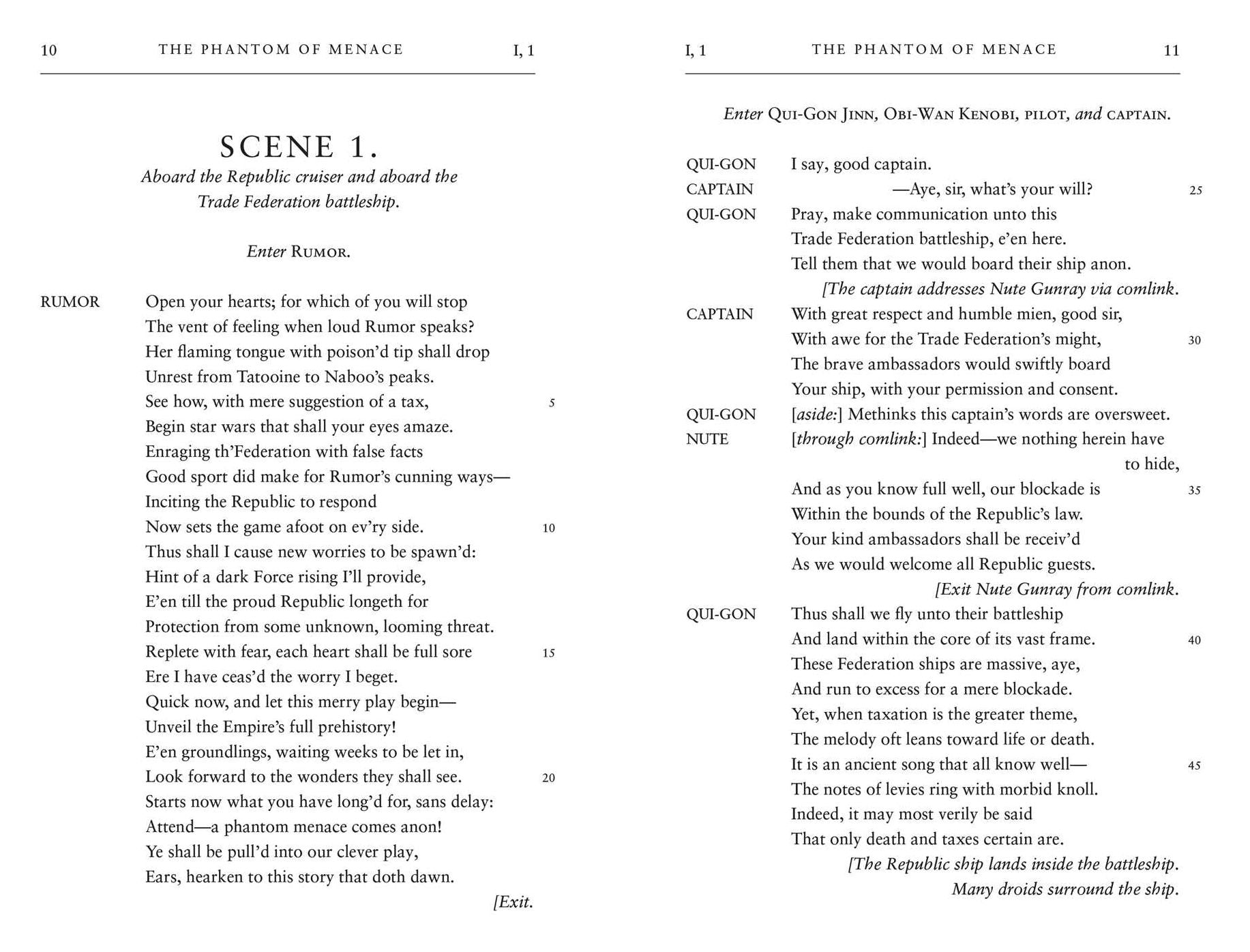 William Shakespeare's The Phantom of Menace: Star Wars Part the First