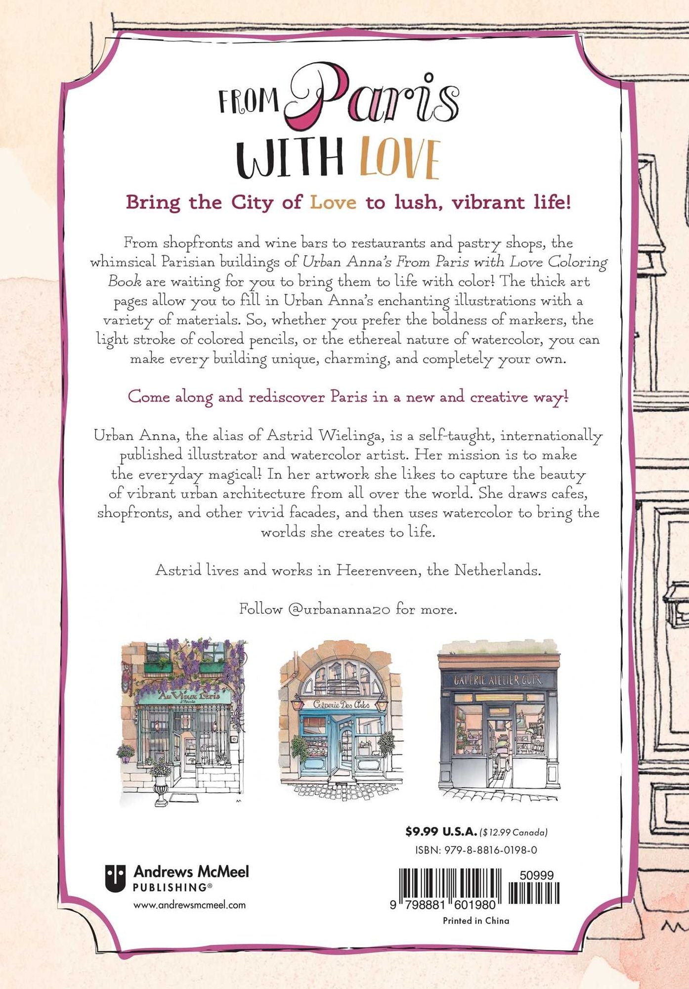 Urban Anna's From Paris with Love Coloring Book