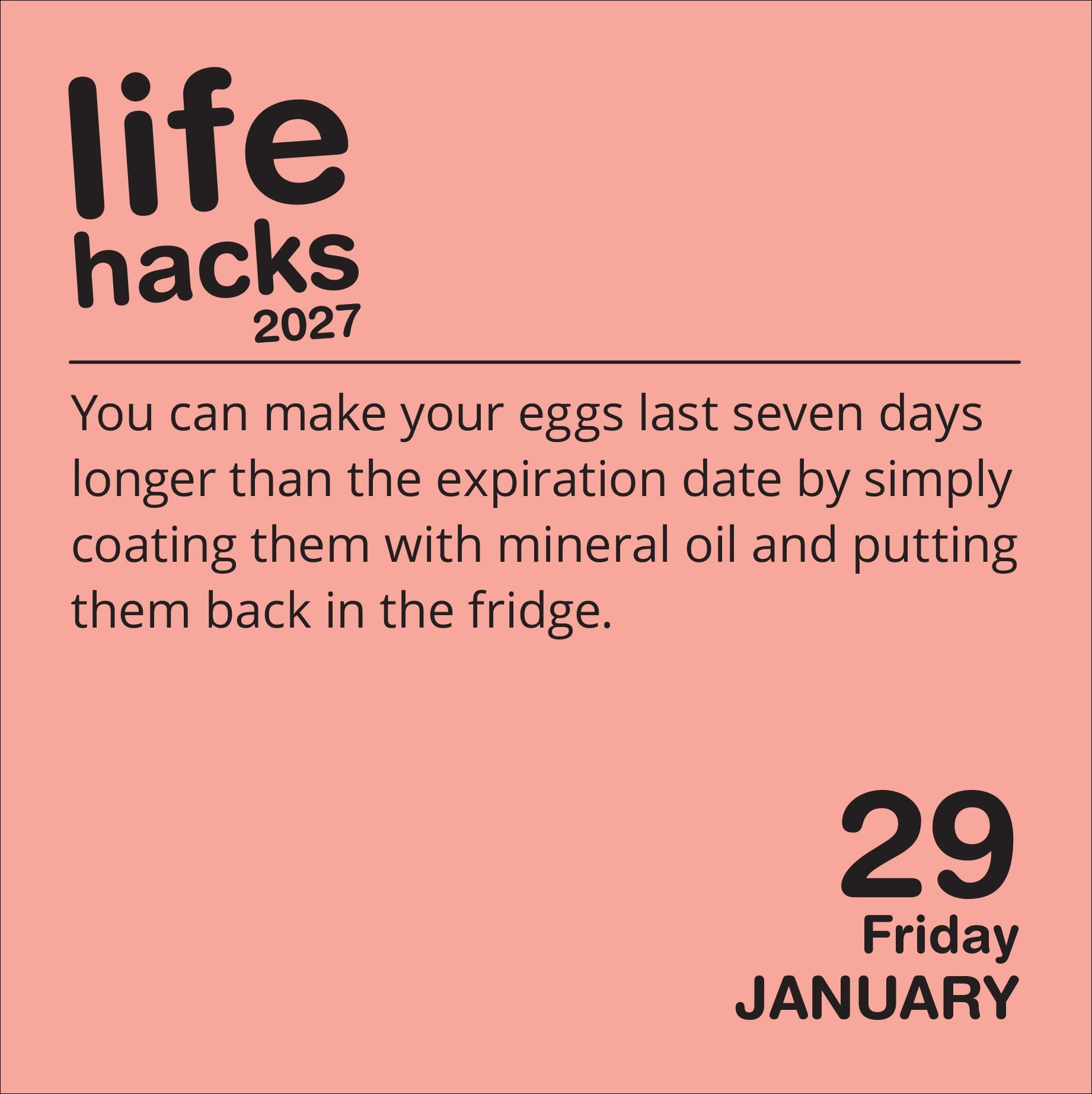 2027 Life Hacks Day-to-Day Calendar