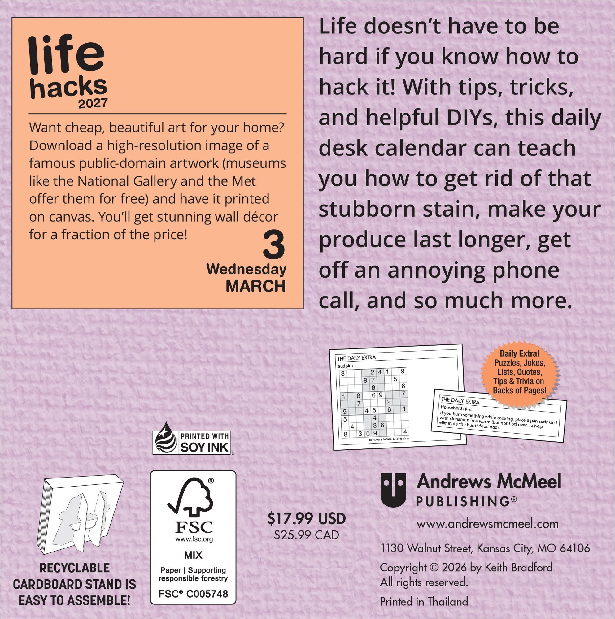 2027 Life Hacks Day-to-Day Calendar