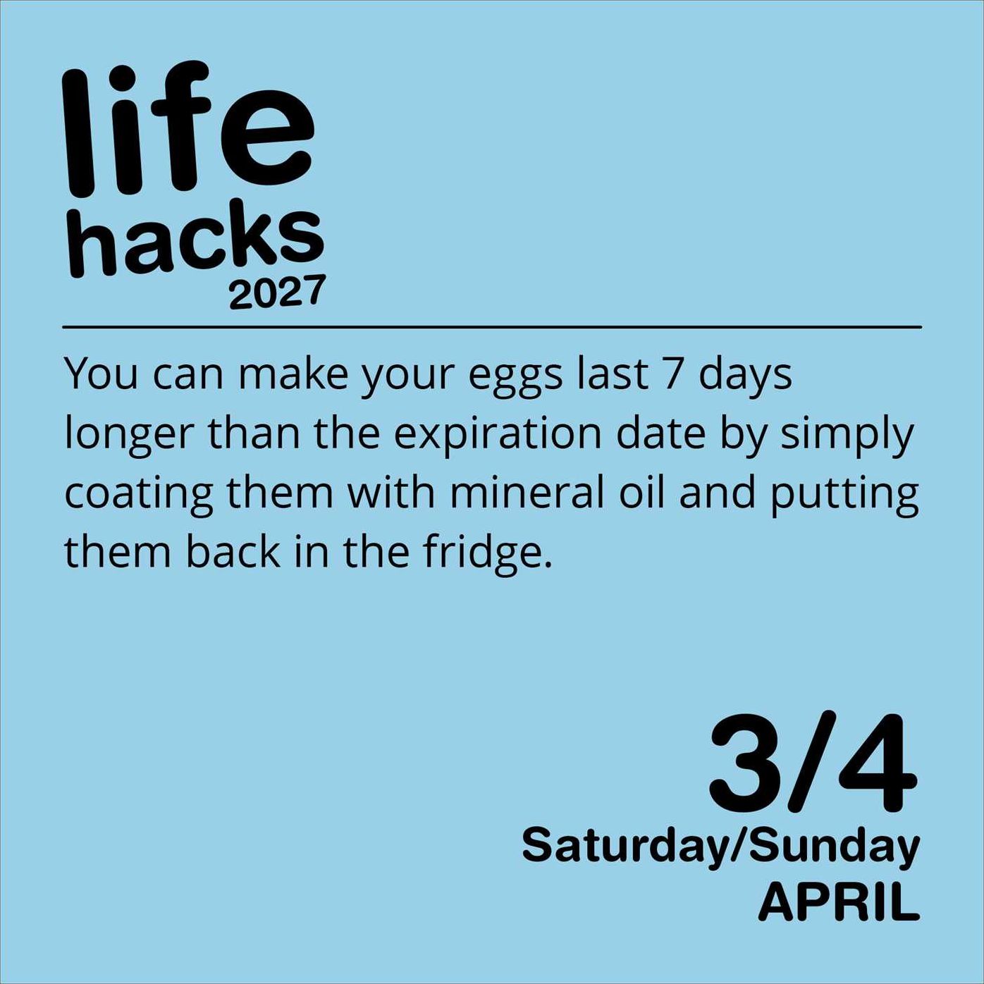 2027 Life Hacks Day-to-Day Calendar