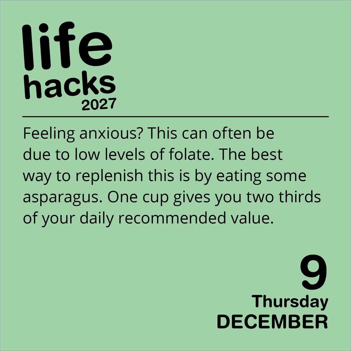 2027 Life Hacks Day-to-Day Calendar