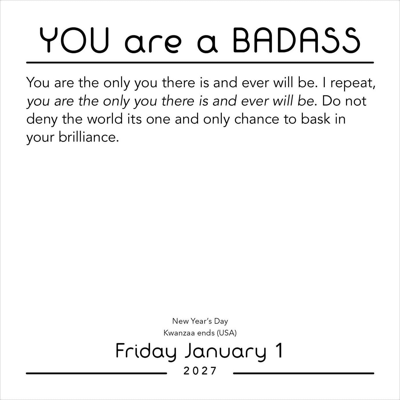 2027 You Are a Badass Day-to-Day Calendar