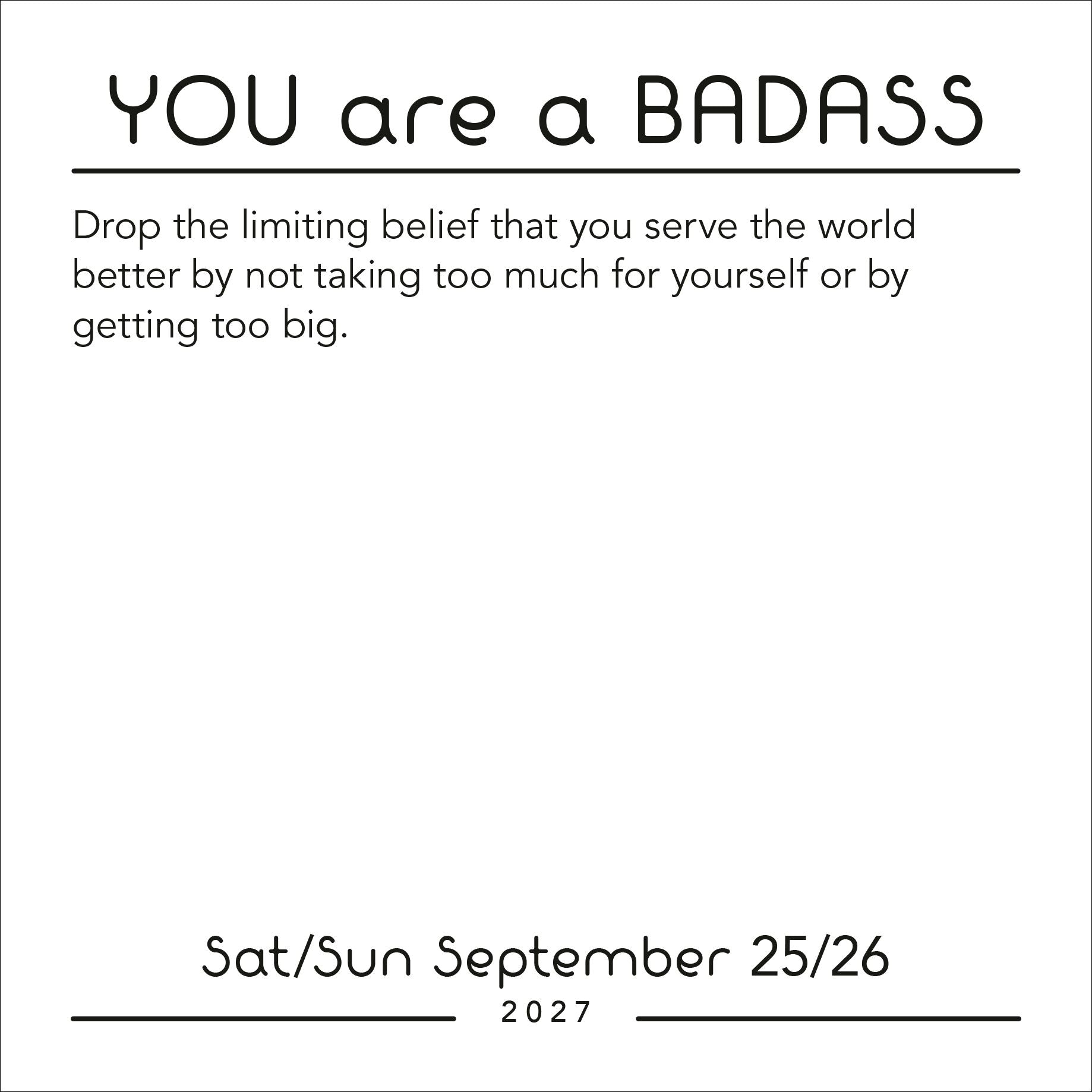 2027 You Are a Badass Day-to-Day Calendar