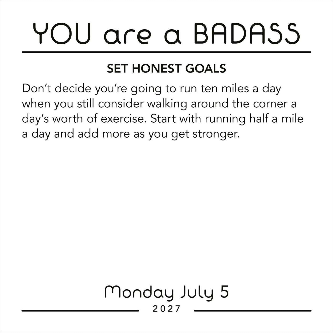 2027 You Are a Badass Day-to-Day Calendar