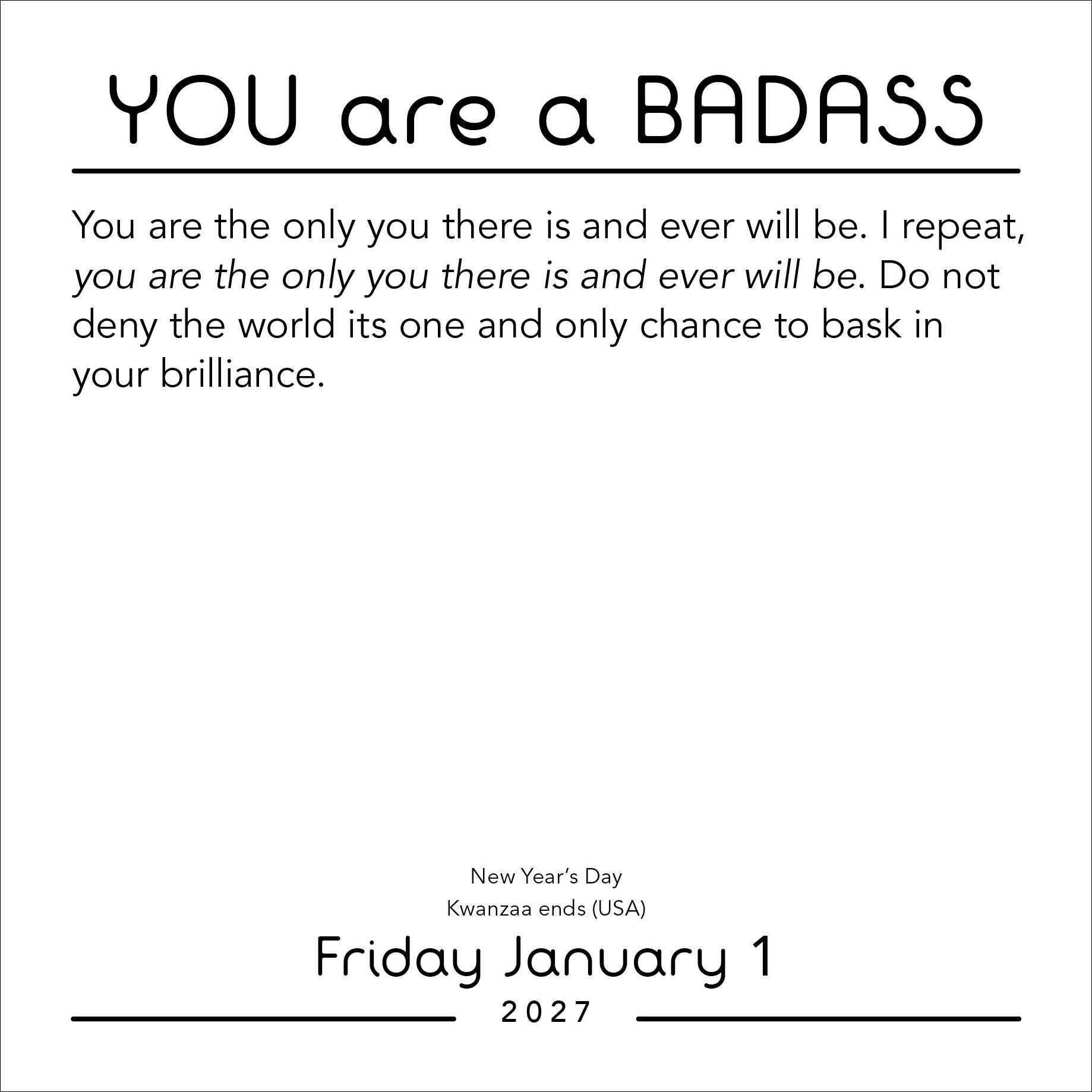 2027 You Are a Badass Day-to-Day Calendar