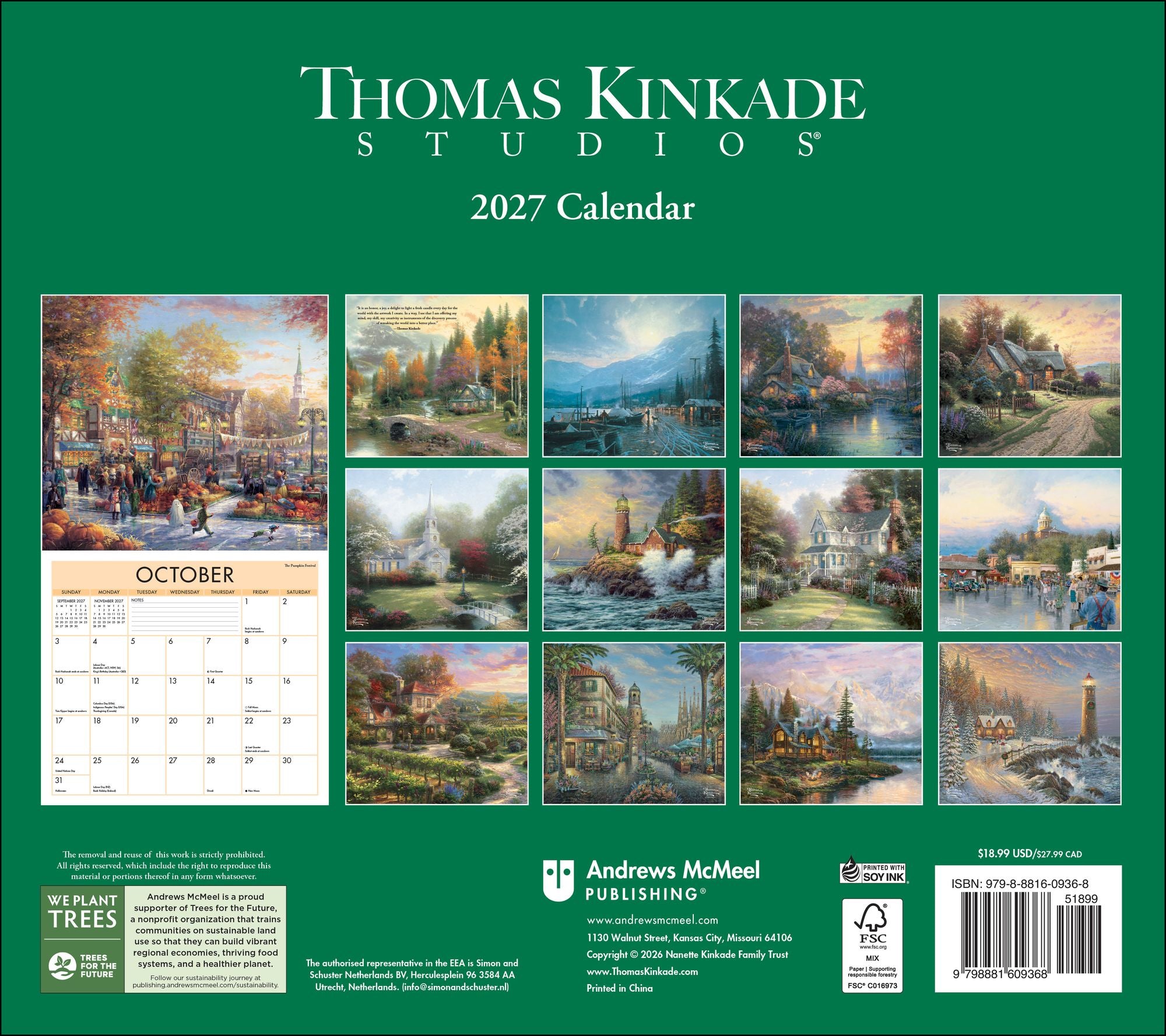 2027 Thomas Kinkade Studios Deluxe Wall Calendar