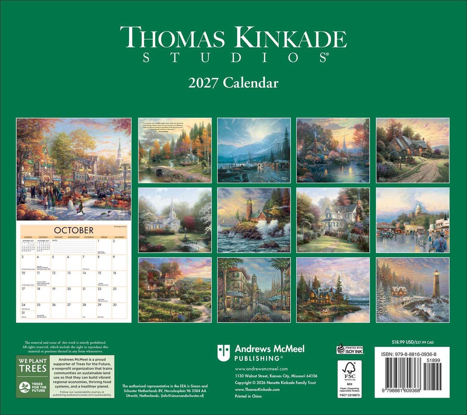 2027 Thomas Kinkade Studios Deluxe Wall Calendar