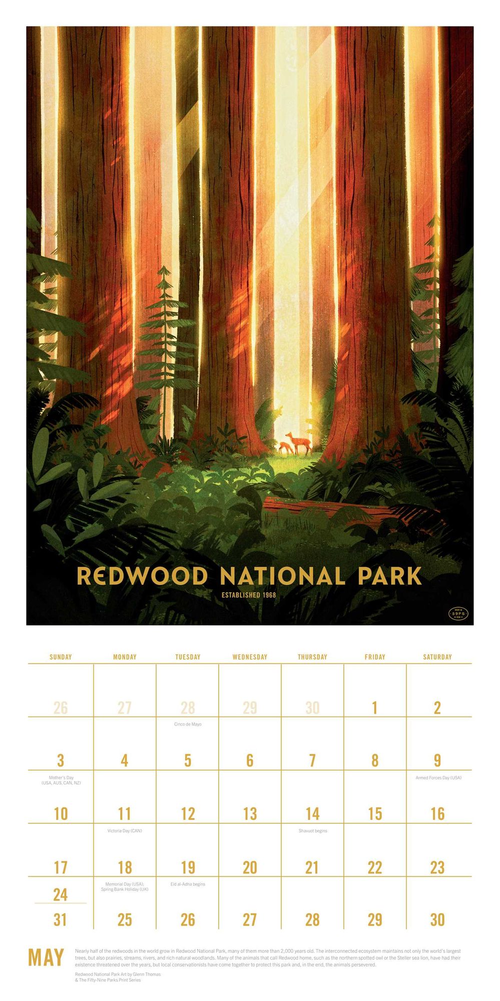 2026 The Art of the National Parks Wall Calendar