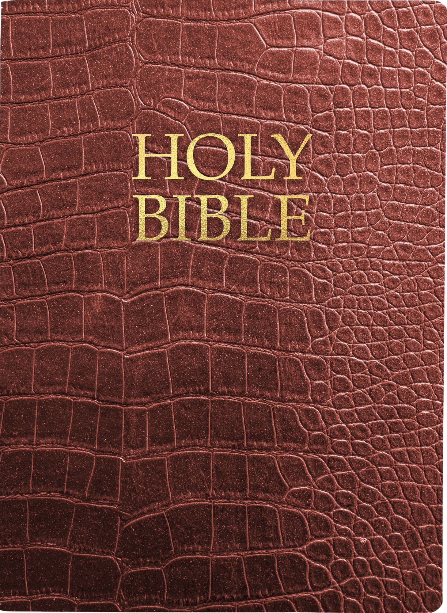 KJVER Holy Bible, Large Print, Walnut Alligator Bonded Leather, Thumb Index