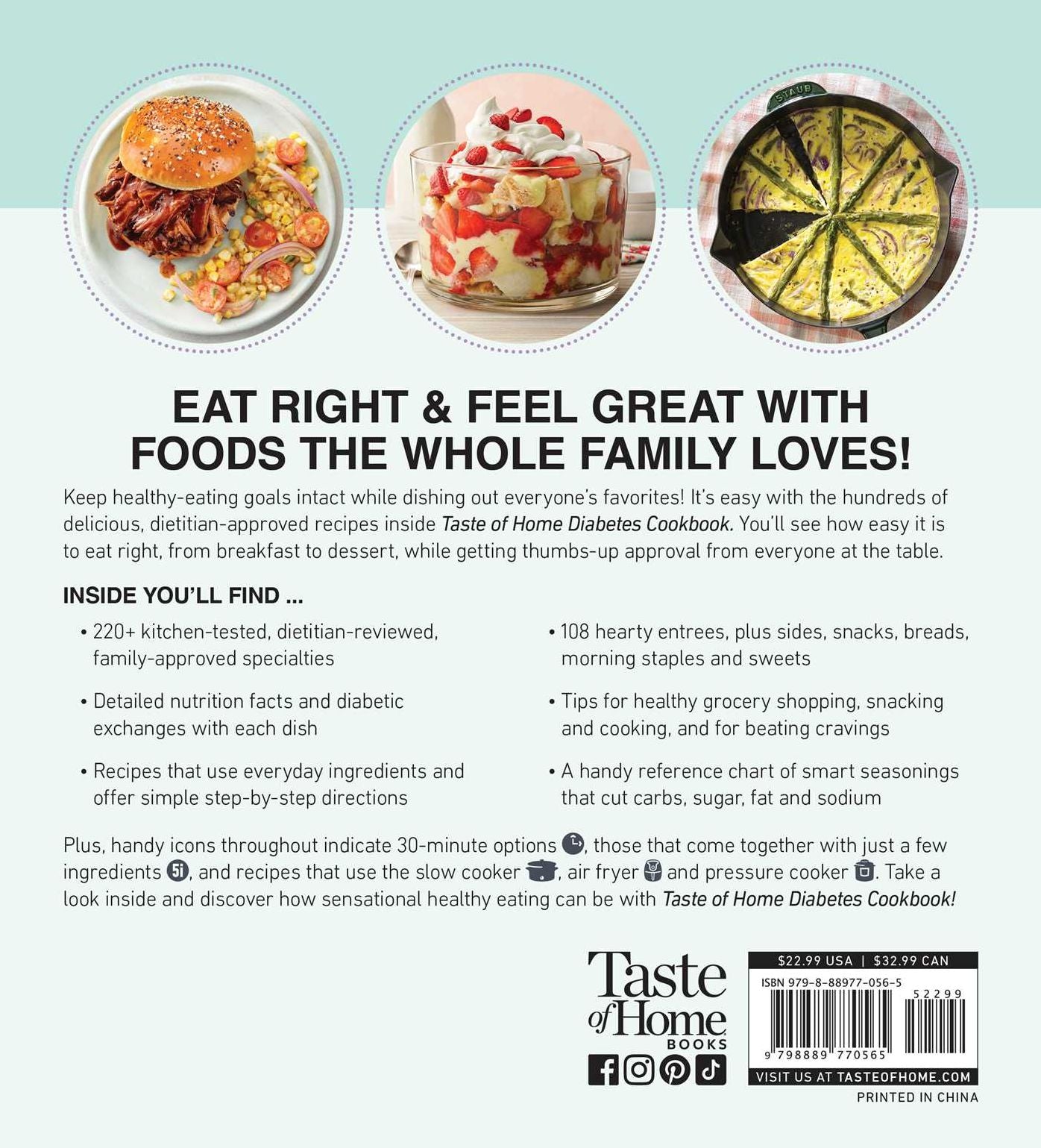 Taste of Home Diabetes Cookbook: 228 Dietitian-Reviewed Recipes, Easy & Family-Friendly, Meal Plans Include