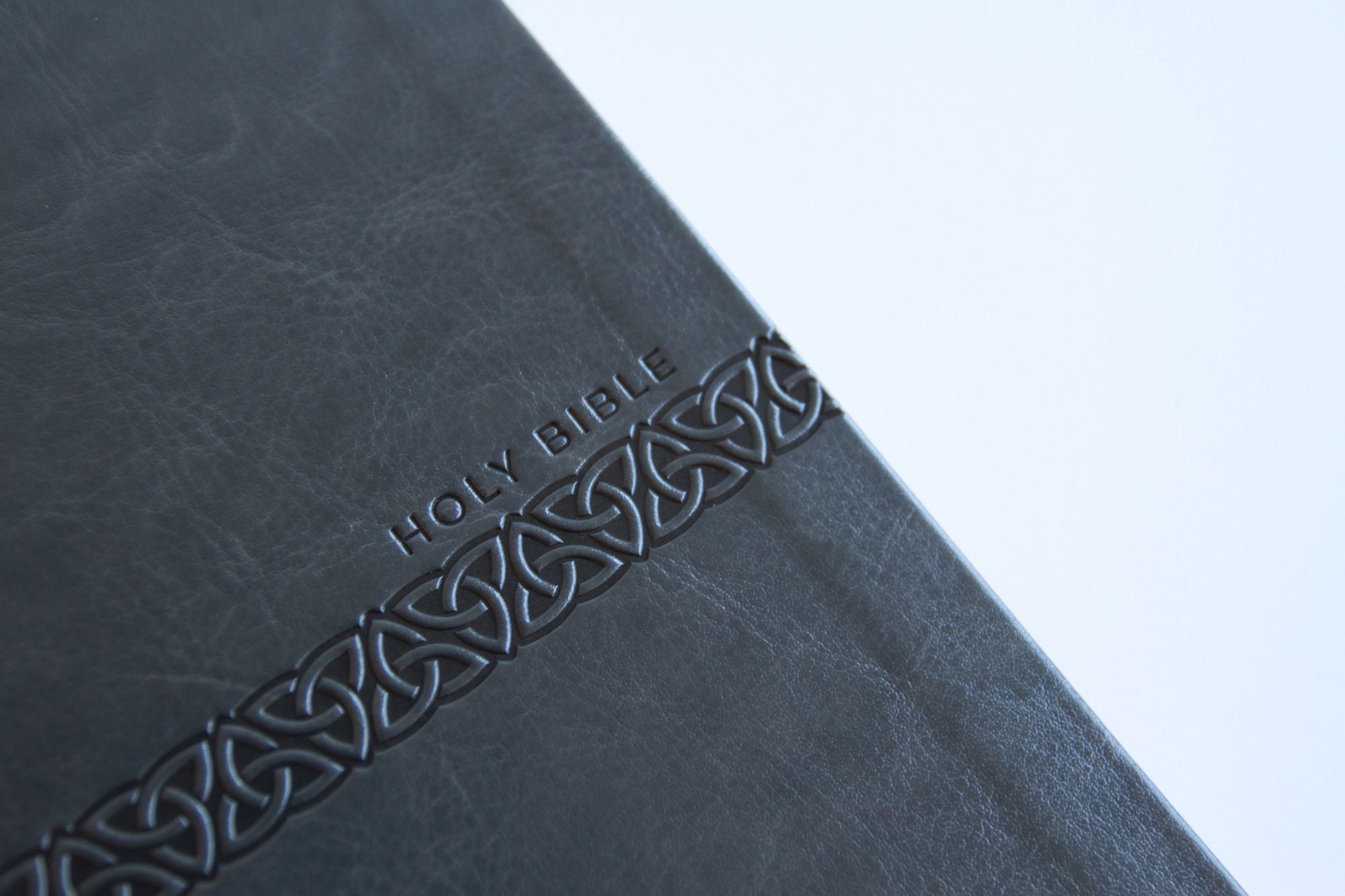 KJV Holy Bible, Large Print Medium format, Gray Faux Leather with Ribbon Marker, Red Letter, thumb Index