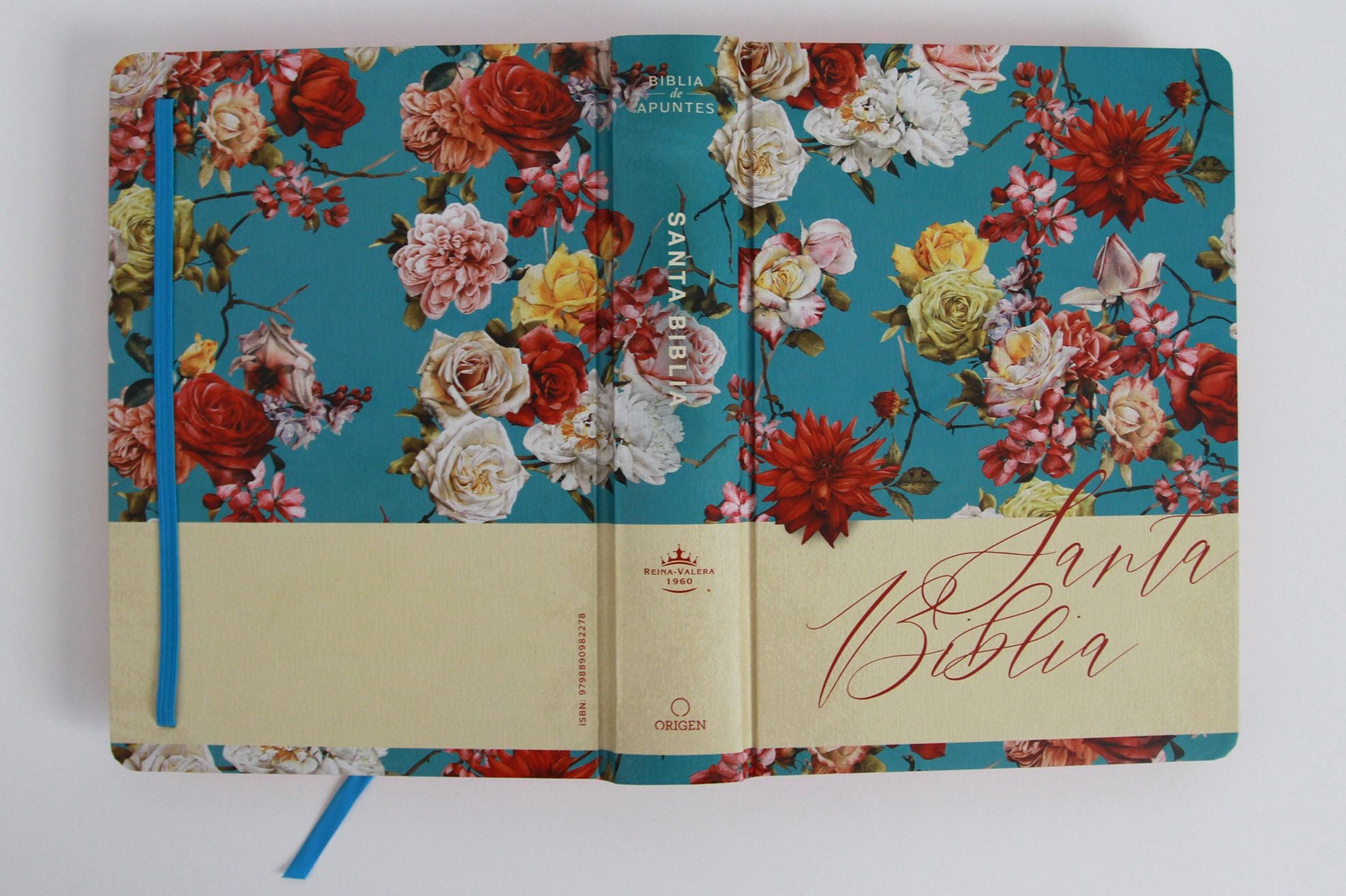 Biblia de Apuntes RVR 1960 Tapa dura, Azul celeste con flores (Edición cantos pintados) / Spanish Journaling Bible RVR 1960 Hardcover Light Blue with Flowers