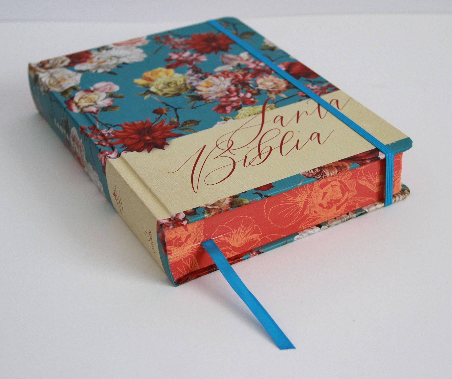 Biblia de Apuntes RVR 1960 Tapa dura, Azul celeste con flores (Edición cantos pintados) / Spanish Journaling Bible RVR 1960 Hardcover Light Blue with Flowers