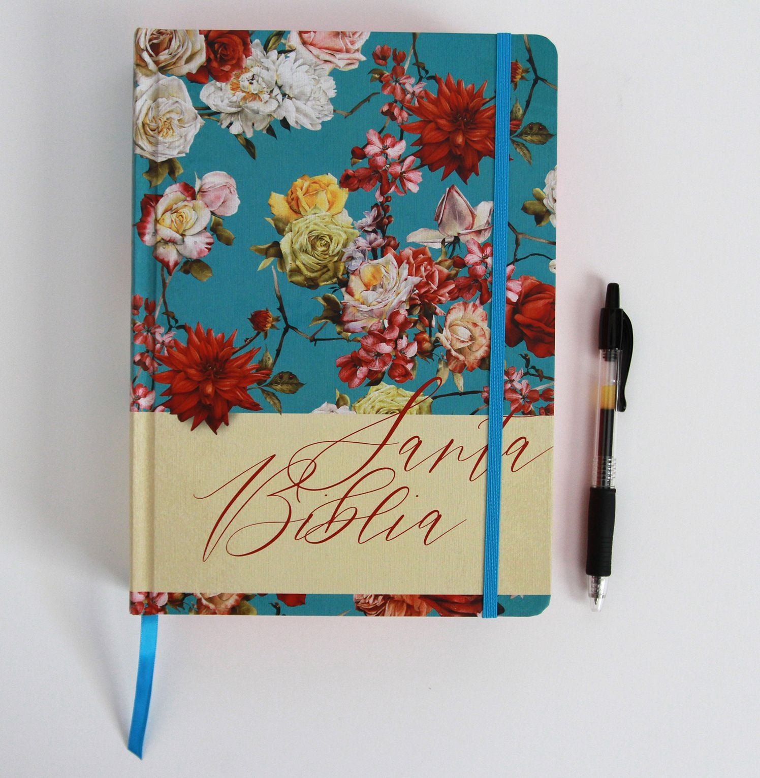 Biblia de Apuntes RVR 1960 Tapa dura, Azul celeste con flores (Edición cantos pintados) / Spanish Journaling Bible RVR 1960 Hardcover Light Blue with Flowers
