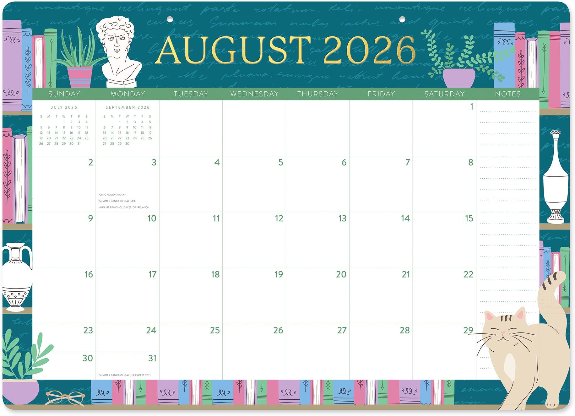 2026-2027 Book Lover Decorative 17-Month Desk Blotter