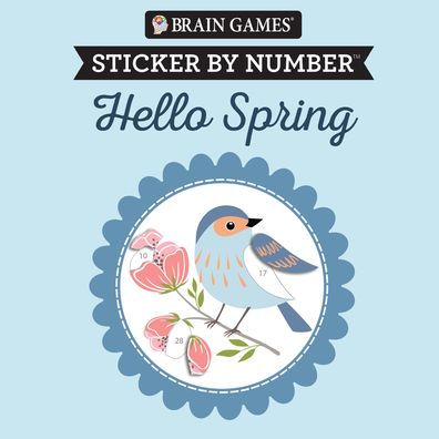 Brain Games - Sticker by Number Compact Edition: Hello Spring 7x7 Inches Easter Basket Filler, Travel Size Activity Book for Adults & Kids 7+
