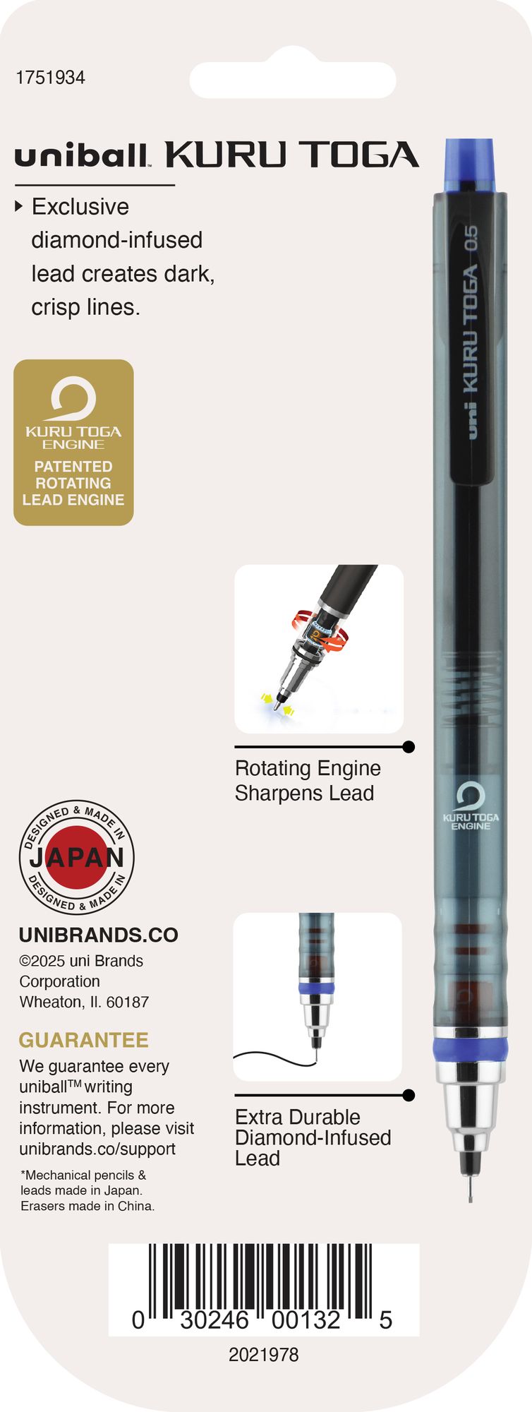 uniball? Kuru Toga Mechanical Pencil Starter Kit, 0.5mm, HB#2, 1pc