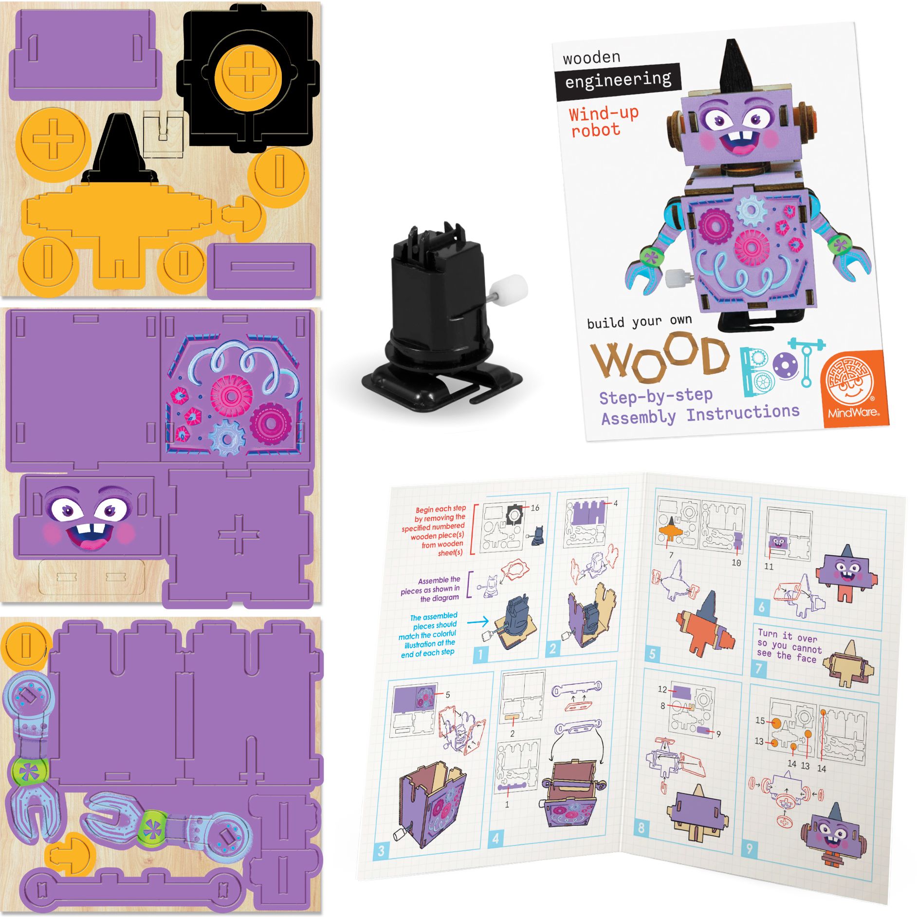 Wooden Engineering Robot Purple