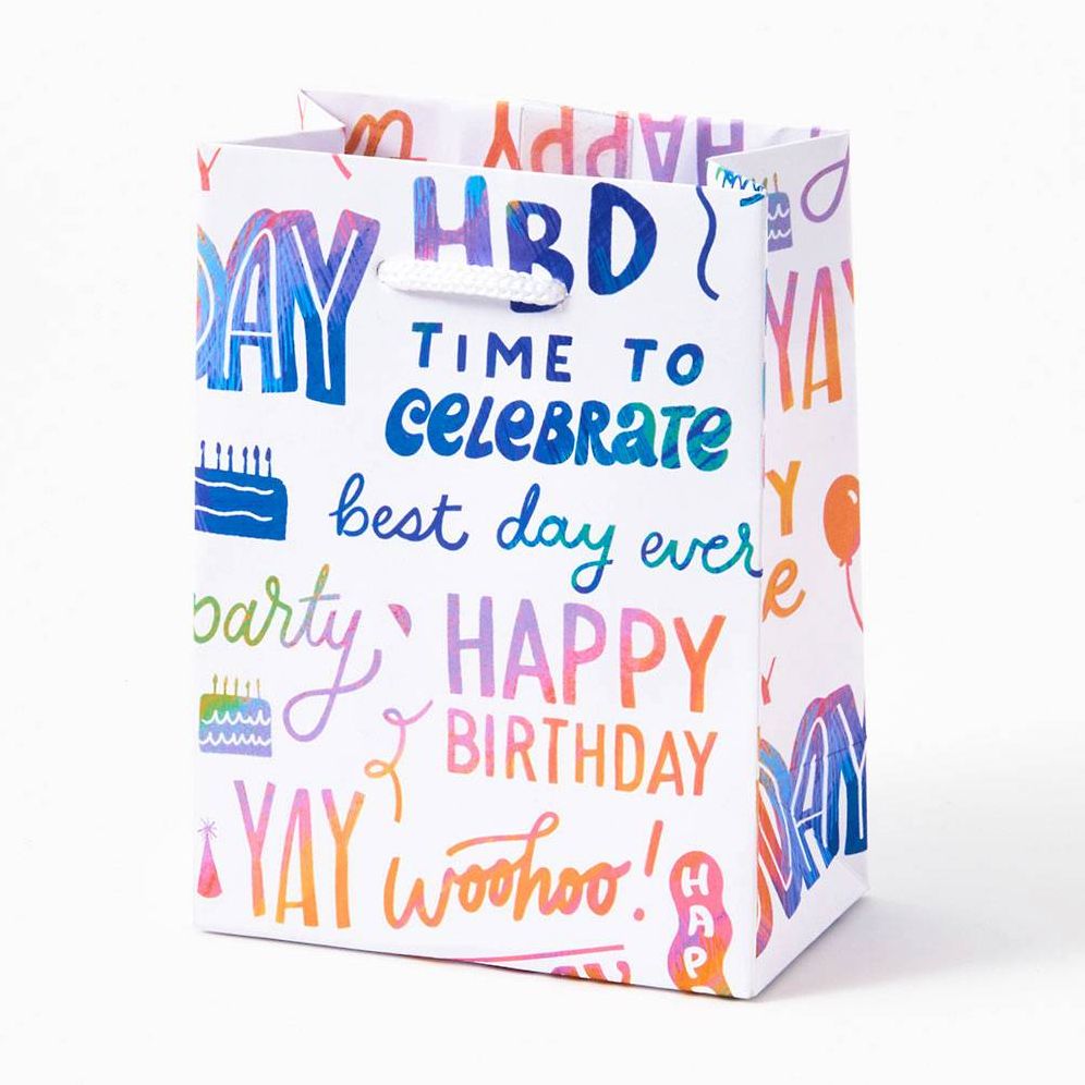 Happy Birthday Rainbow Script Small Gift Bag