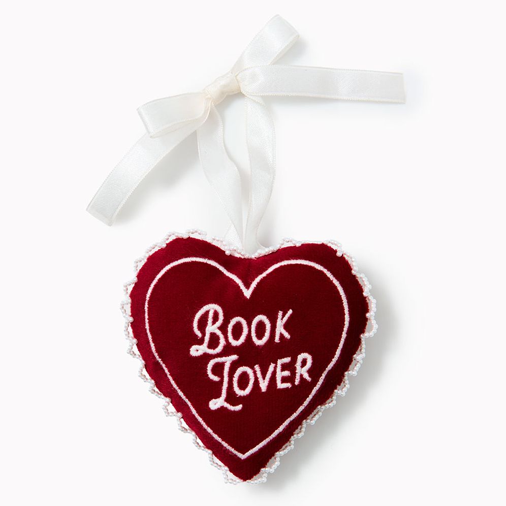 Velvet Embroidered Book Lover Ornament