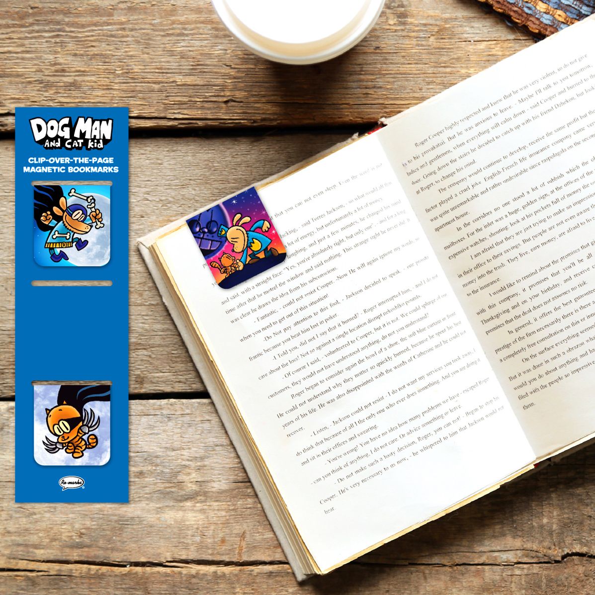 Dog Man and Cat Kid Jumbo Magnetic Bookmark Trio