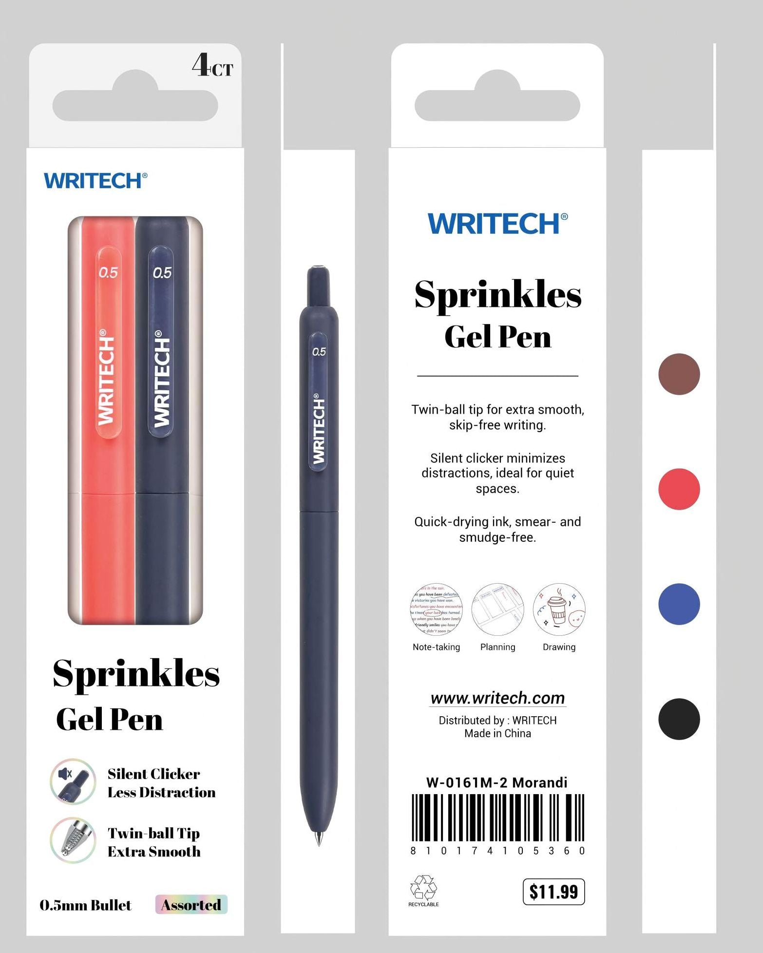 Sprinkles Morandi Gel Pen S/4 - Assorted Ink