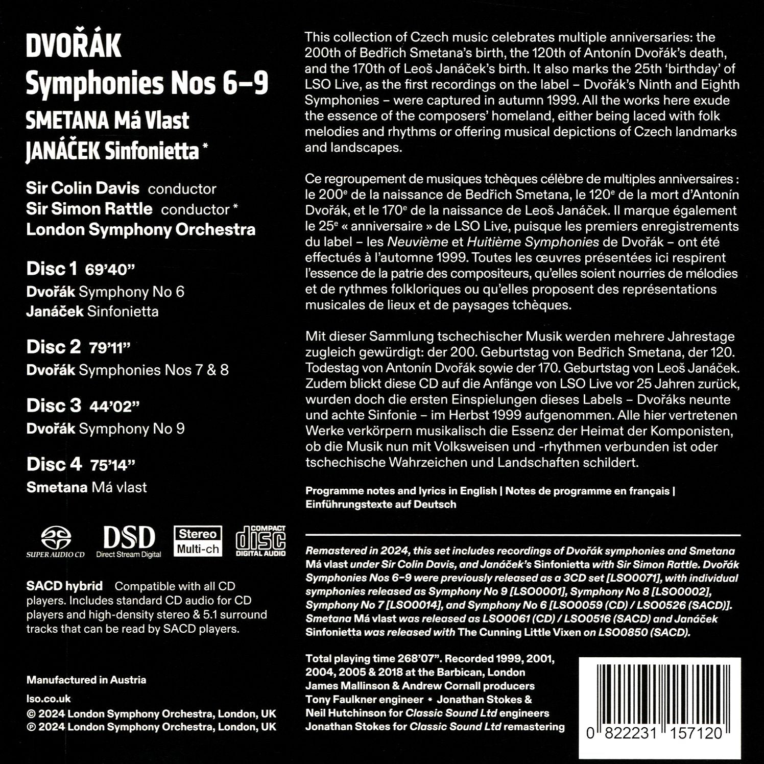 Dvorák: Symphonies Nos 6-9 [2024 Remaster + Smetana, Janacek]